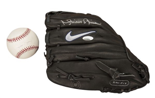 Mariano Rivera Signed Game Model NIKE Glove and Single Signed Baseball 
